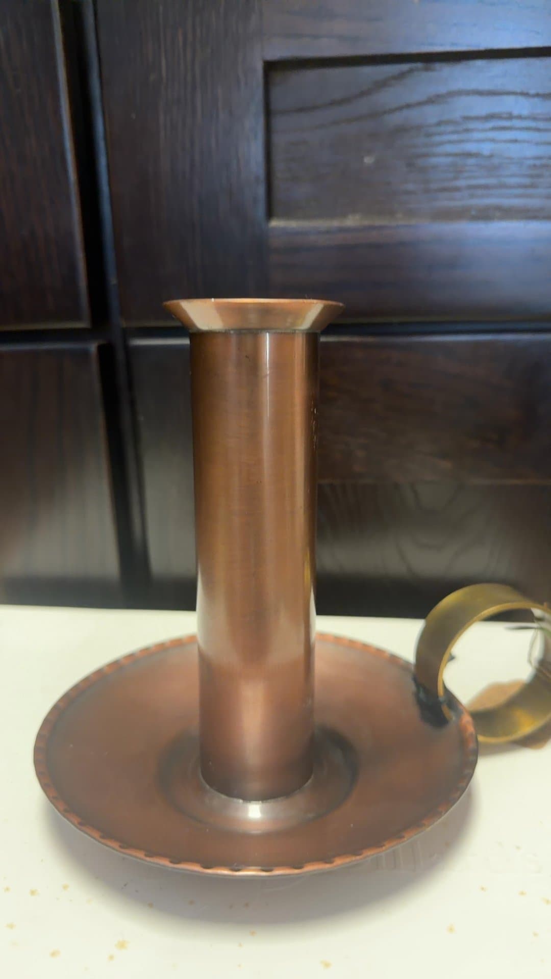 Vintage Gregorian Copper Chamberstick Candle Holder - Image 1