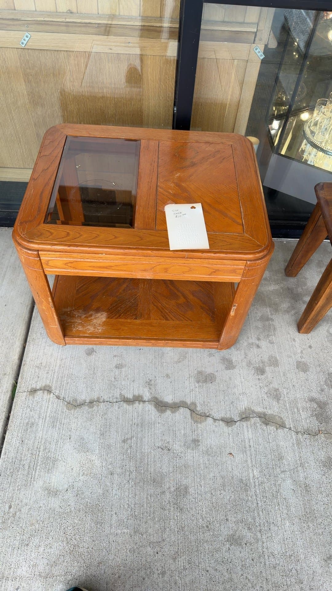 Wooden Coffee Table with Glass Inset - Image 1