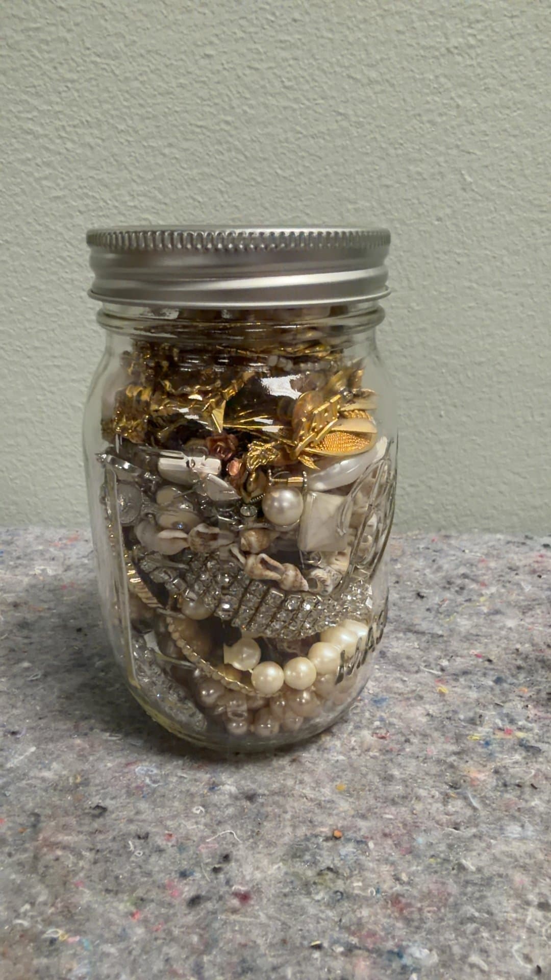 Jar of Assorted Costume Jewelry - Image 1