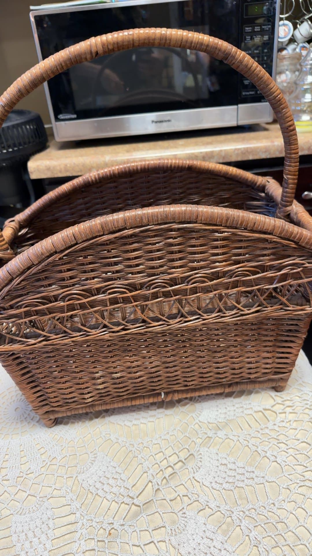 Vintage Wicker Magazine Rack - Image 1