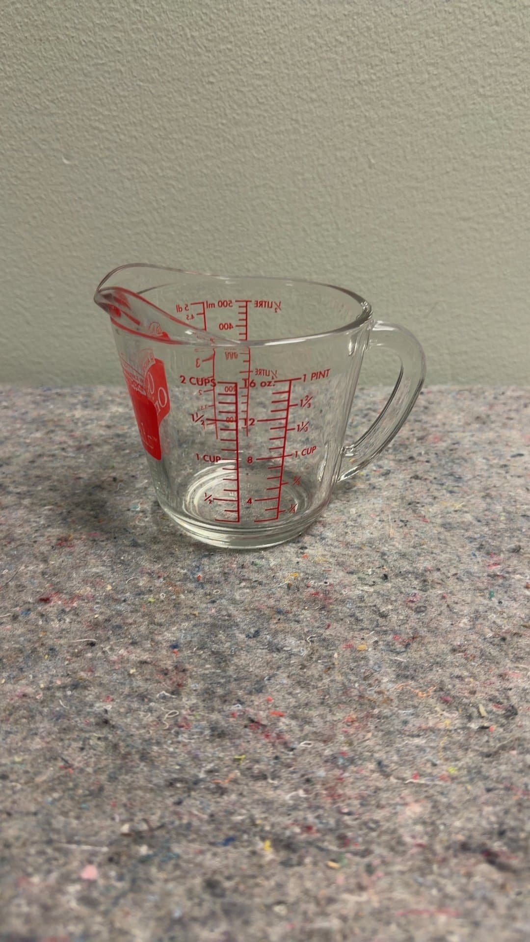 Glass Measuring Cup with Red Markings - Image 1