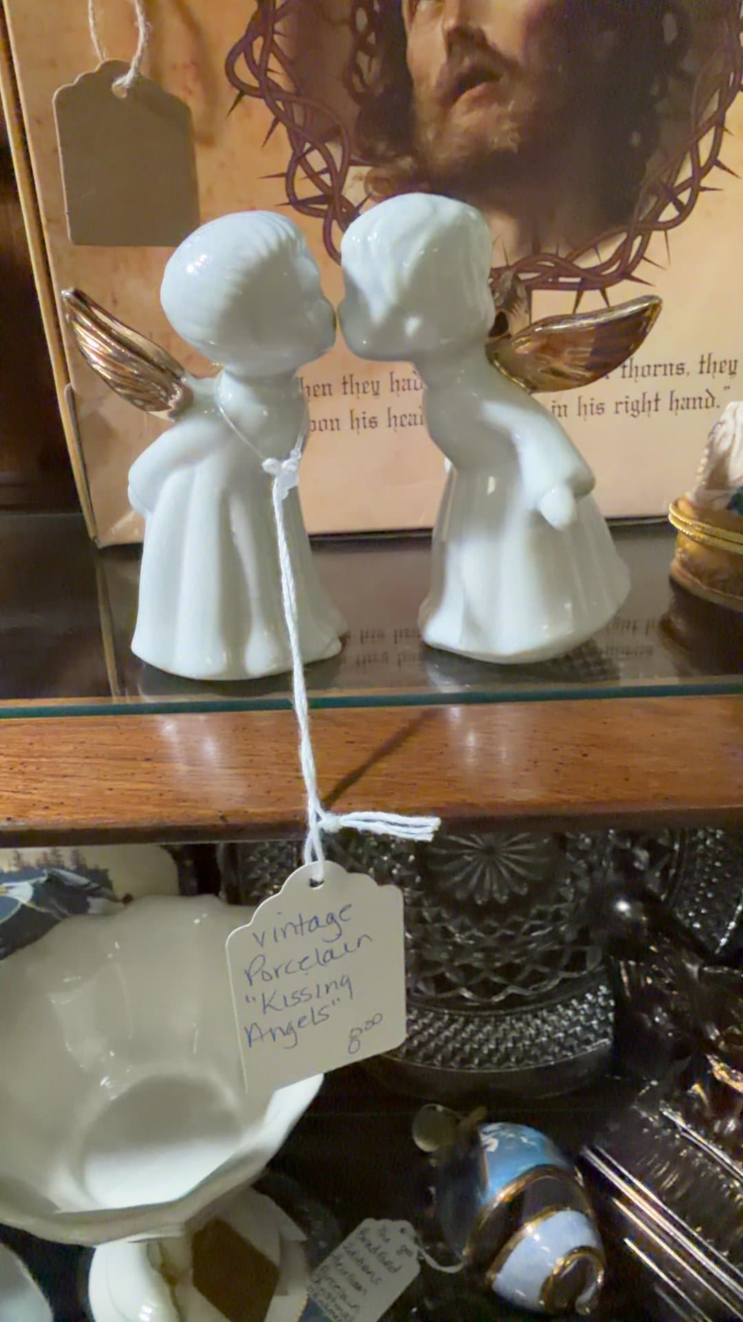 Vintage Porcelain Kissing Angels Figurines - Image 1