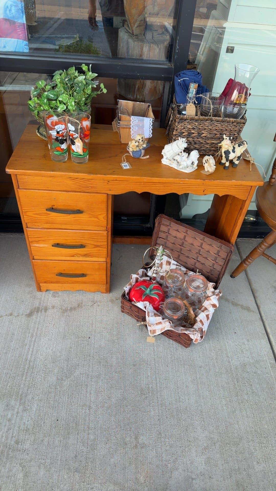 Wooden End Table with Drawers - Image 1