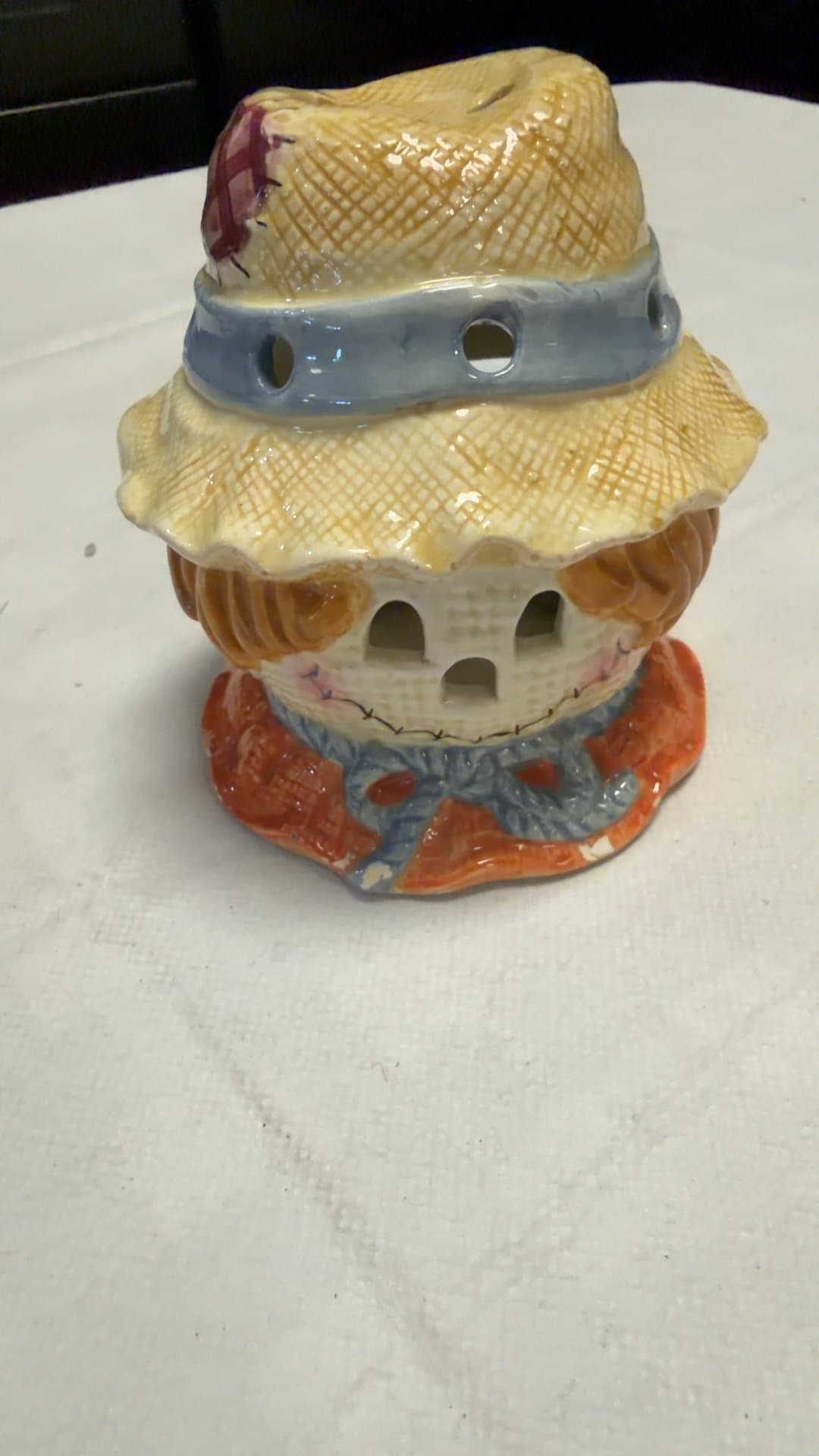 Ceramic Scarecrow Hat Candle Holder - Image 1