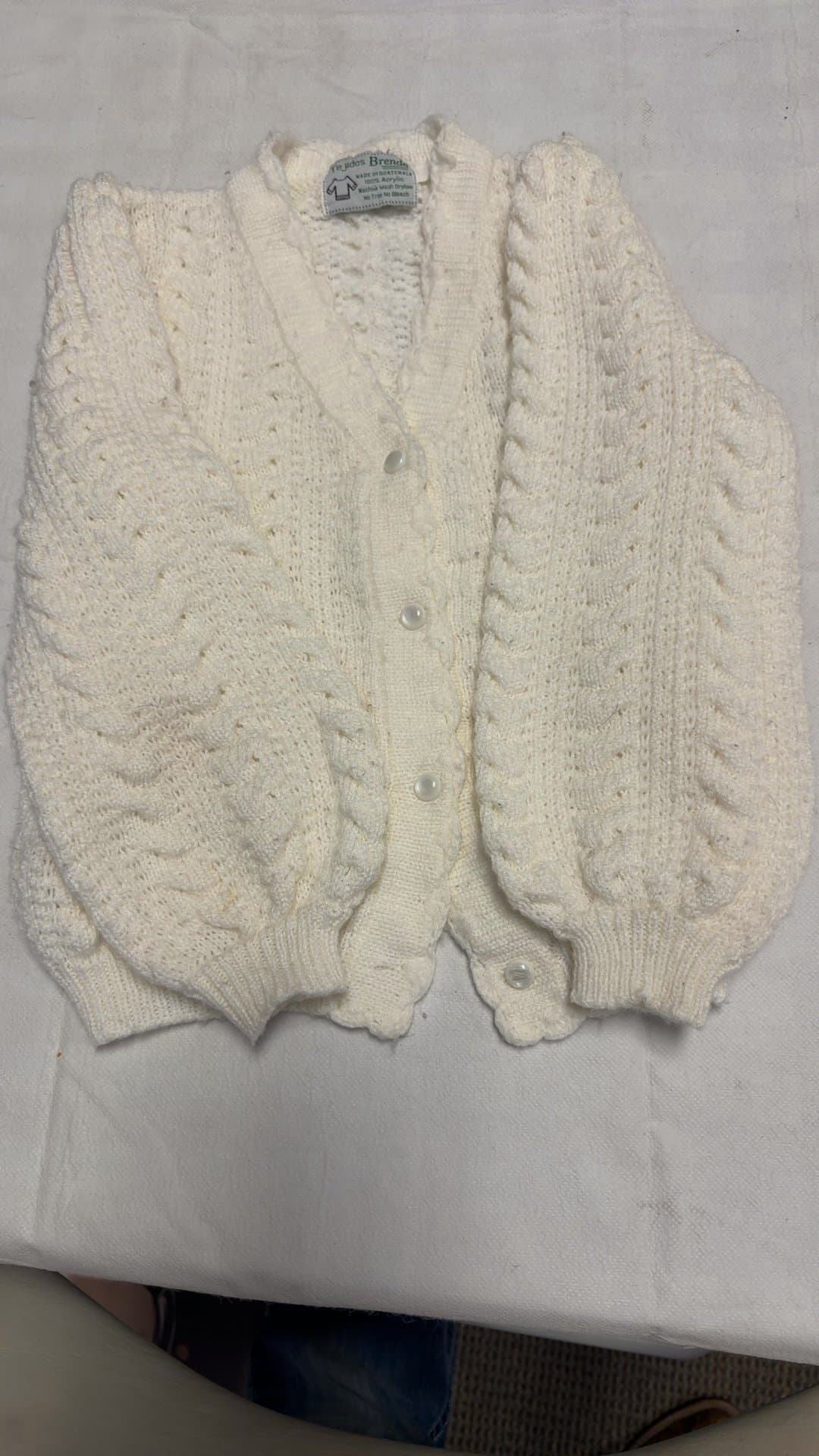 Handmade White Knit Cardigan - Image 1