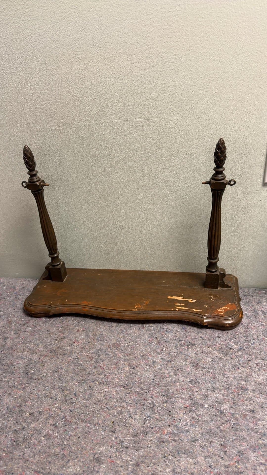 Vintage Wooden Shelf with Decorative Supports - Image 1