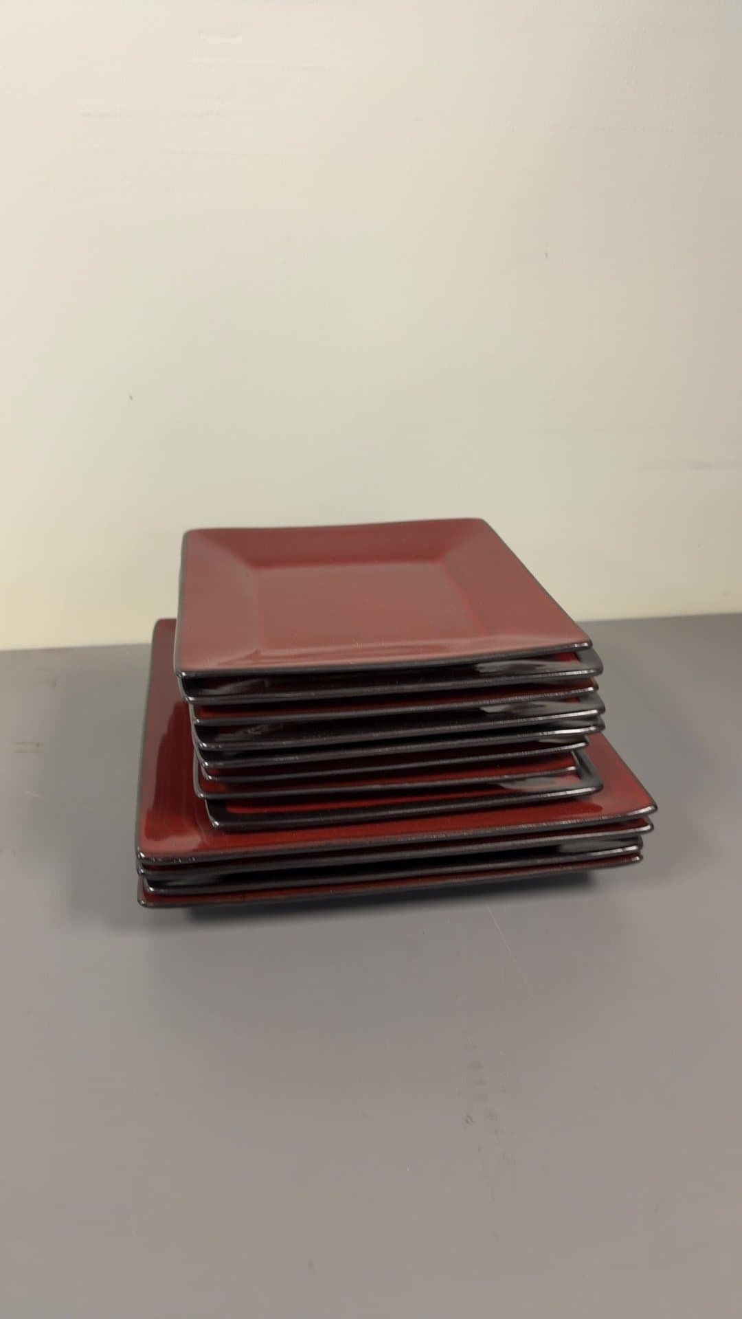 Gibson Elite Kiesling Square Stoneware Plates Stack - Image 1