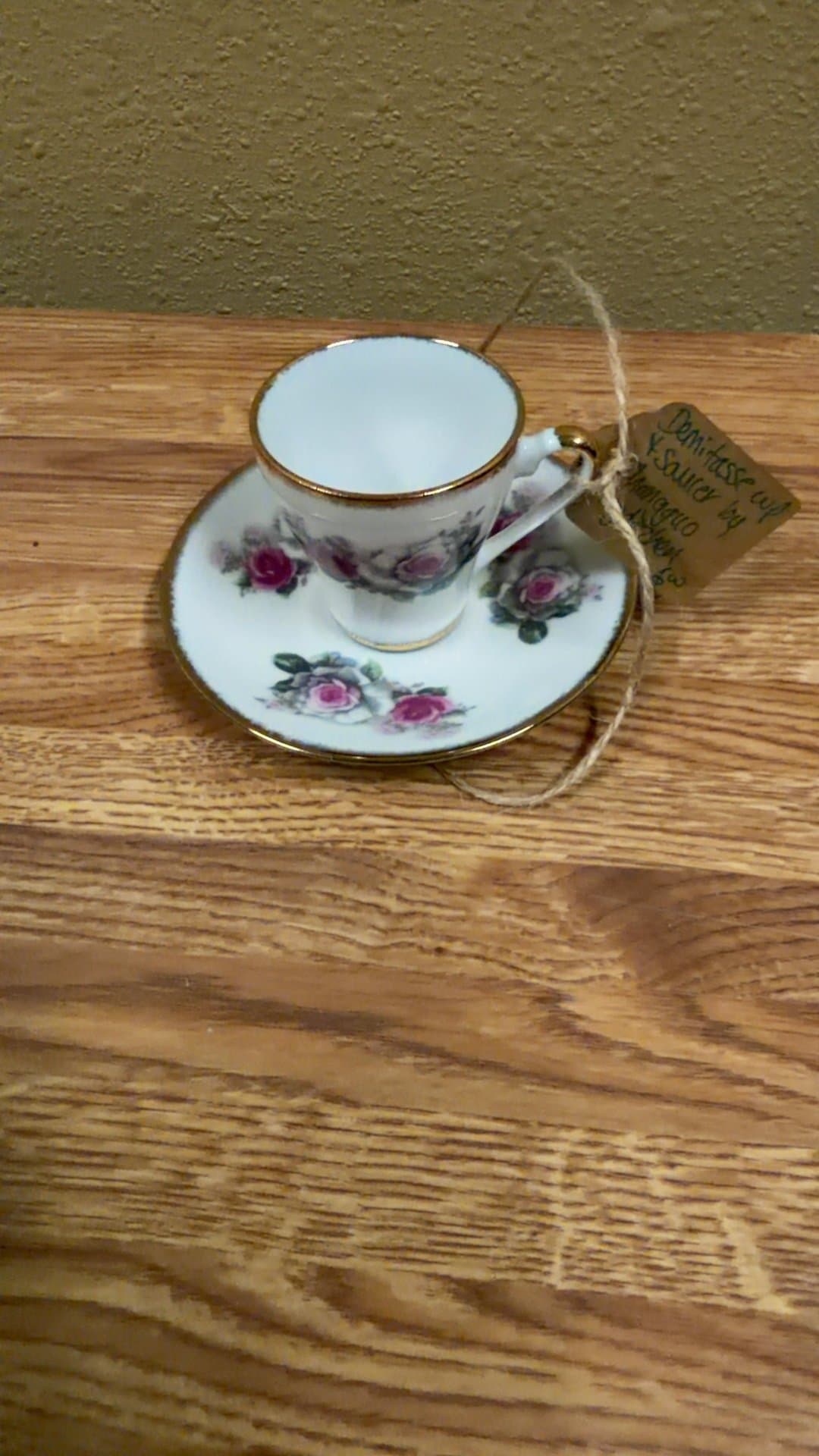 Vintage Demitasse Cup and Saucer with Rose Design