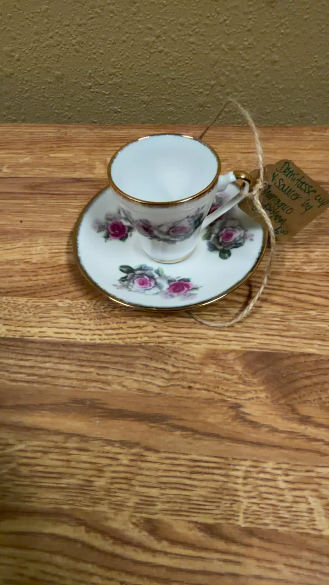 Vintage Demitasse Cup and Saucer with Floral Design - Image 1