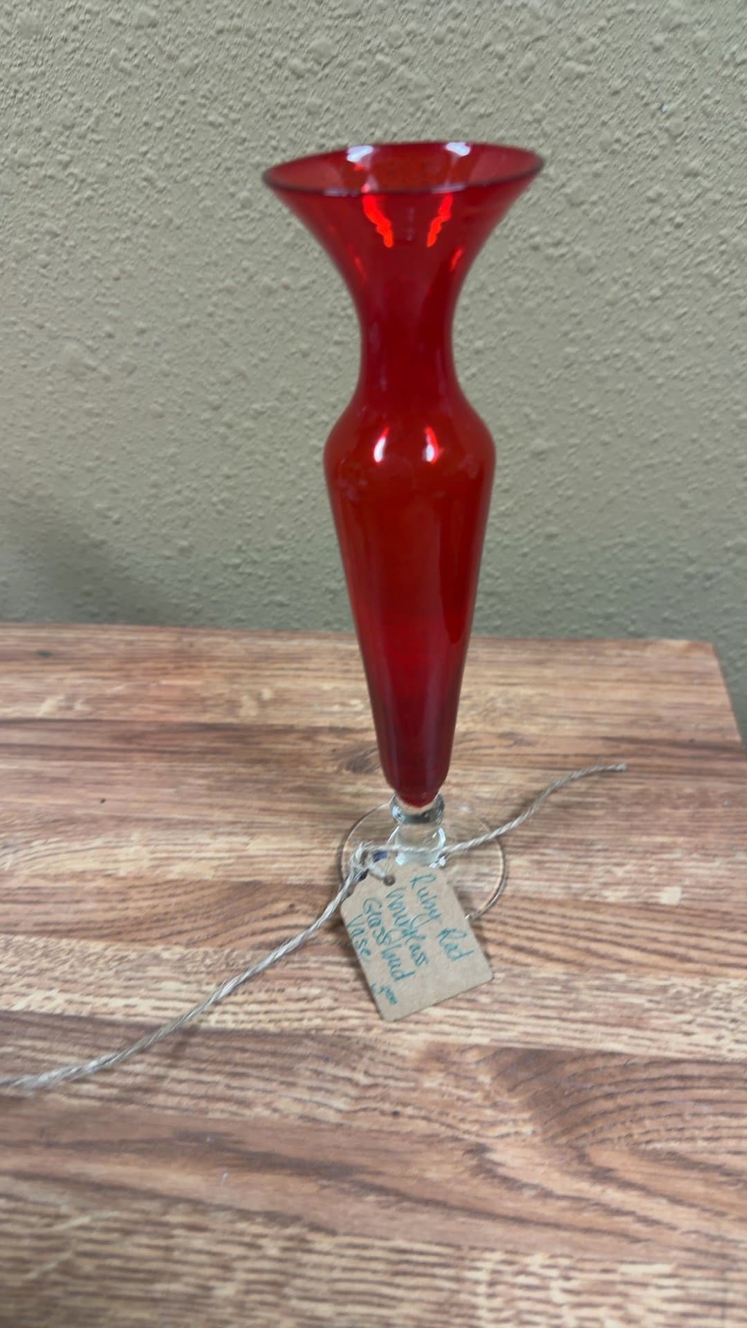 Ruby Red Art Glass Vase - Image 1