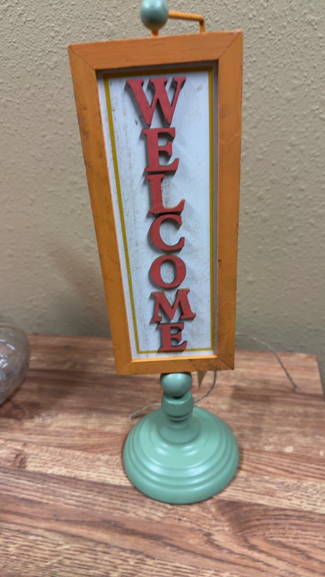 Vintage Welcome Sign on Stand