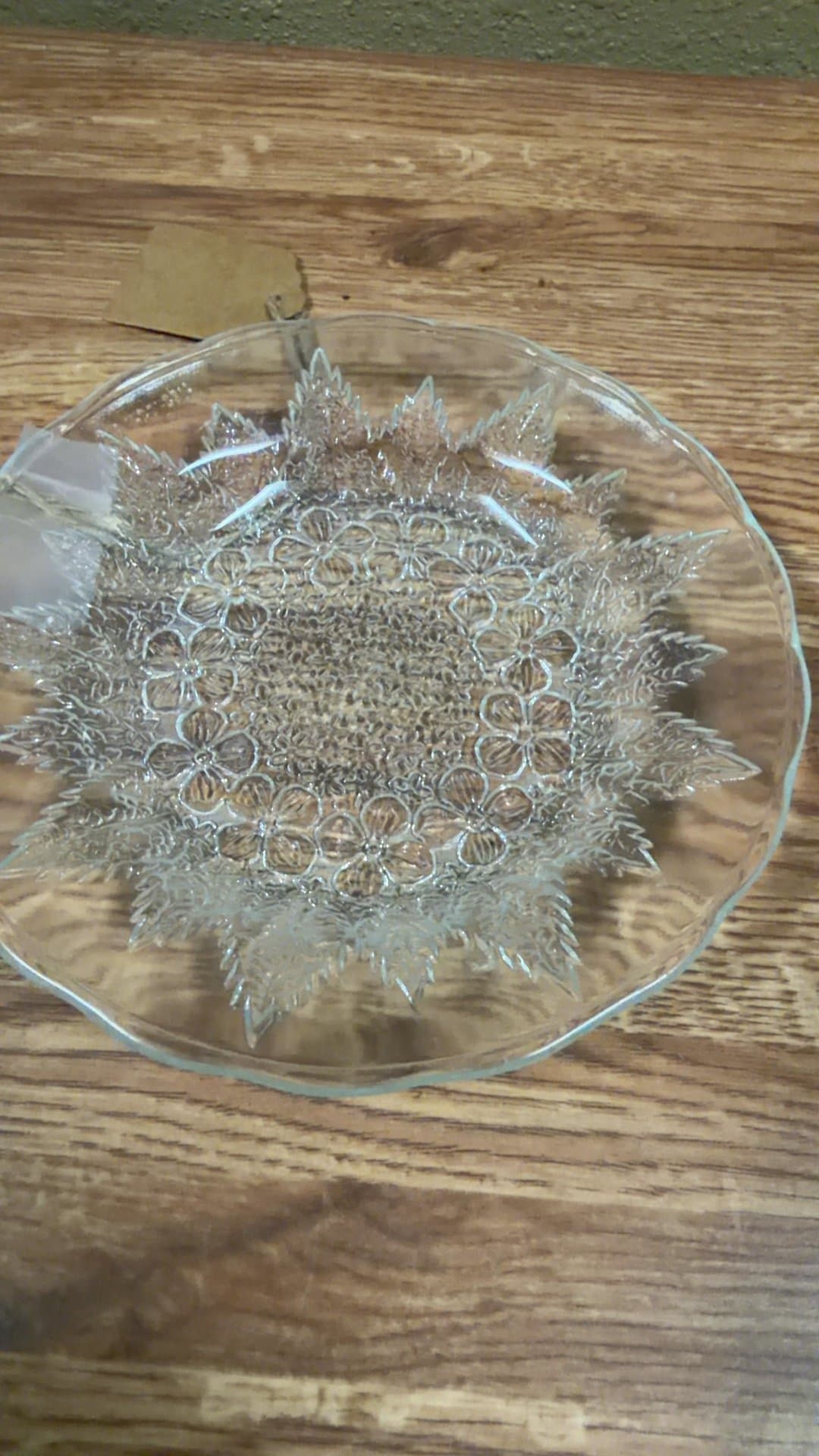 Vintage Glass Serving Plate with Floral Design - Image 1