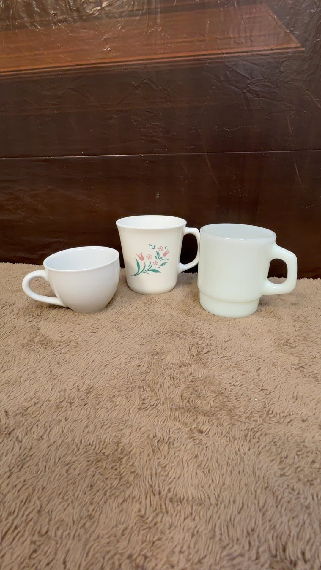 Assorted Vintage White Milk Glass Mugs Set of 3 - Image 1