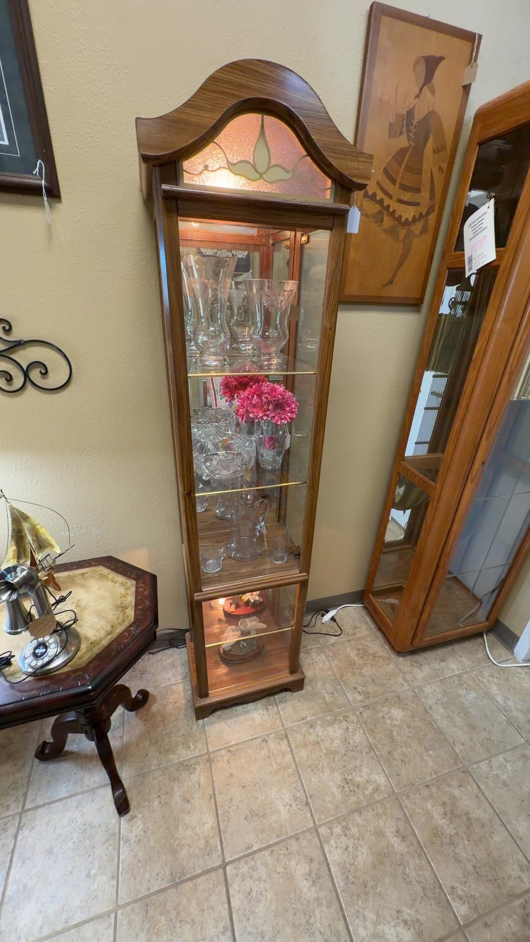 Wooden Display Cabinet with Glass Shelves - Image 1
