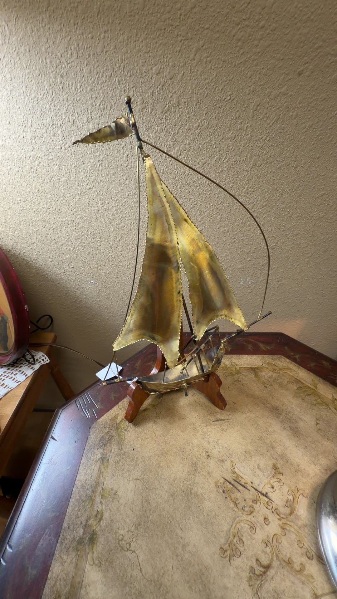 Brutalist Style Brass Sailboat Sculpture - Image 1