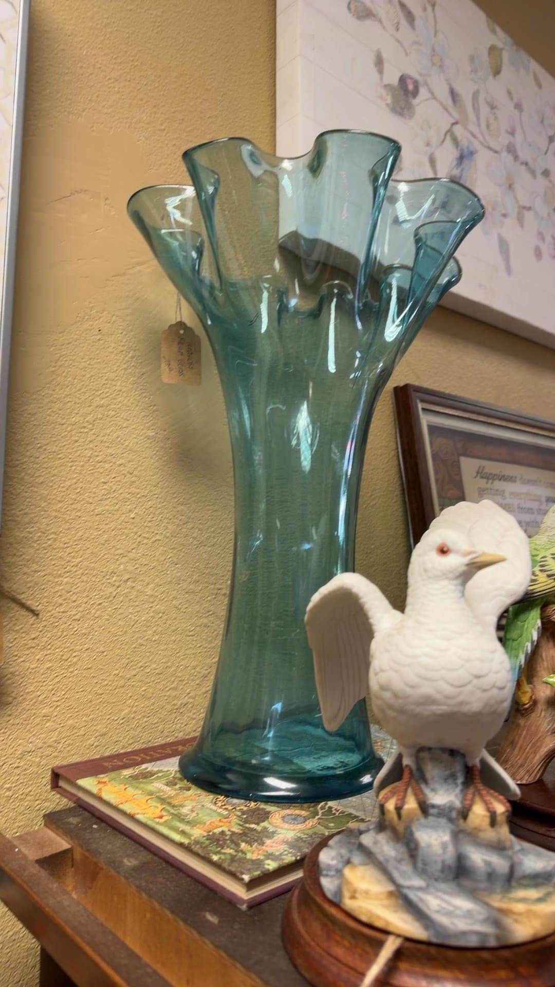 Vintage Blue Glass Vase - Image 1