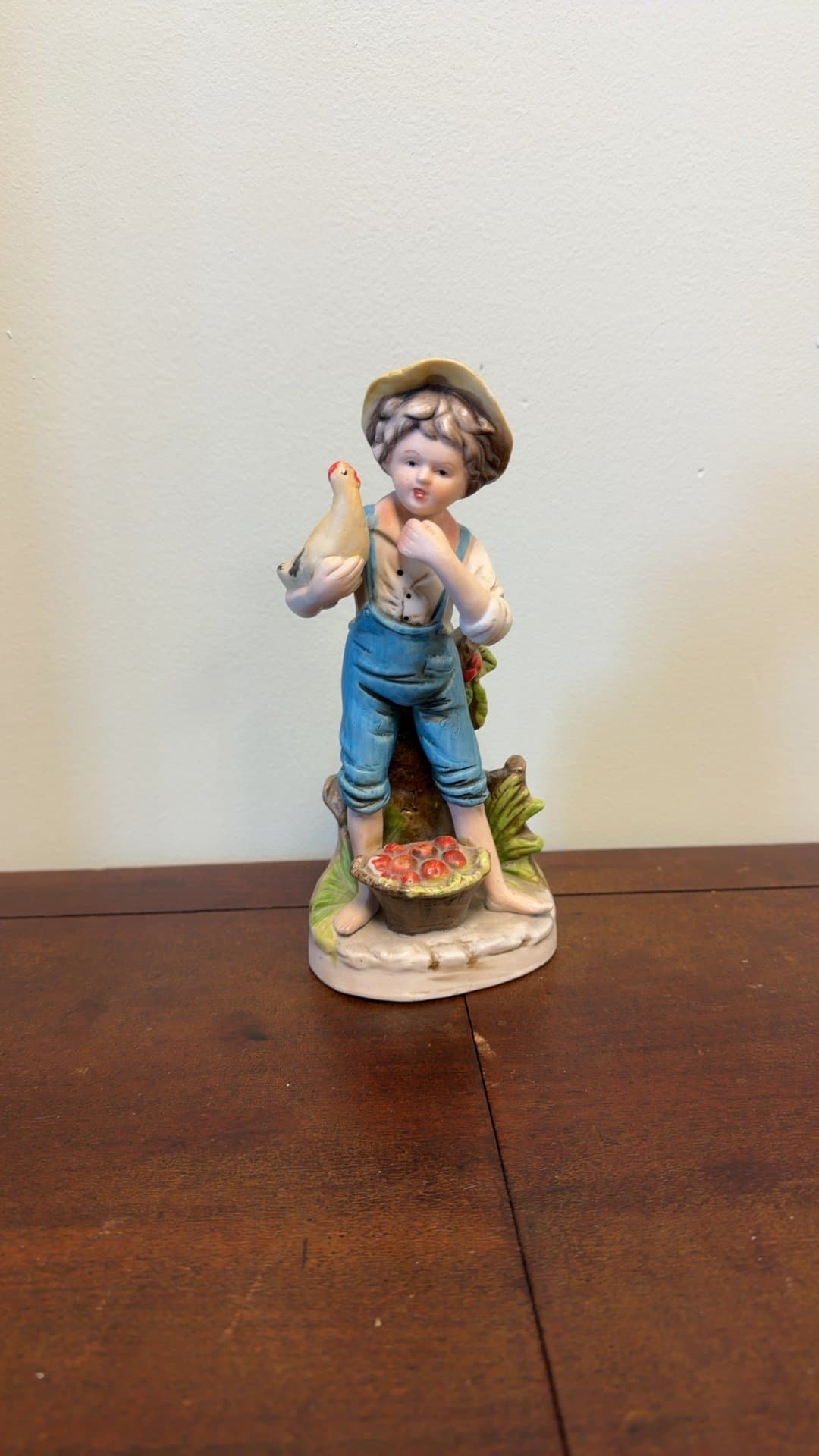 Porcelain Figurine of Boy with Chicken - Image 1
