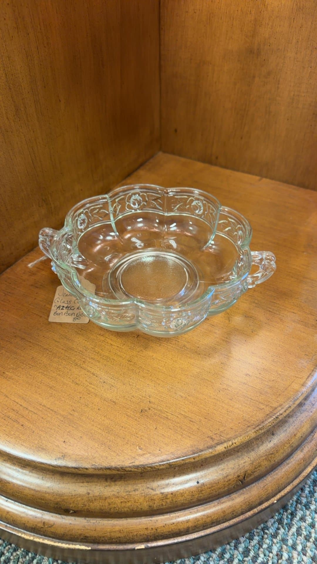 Jeannette Glass Co Aztec Rose Bon Bon Dish - Image 1