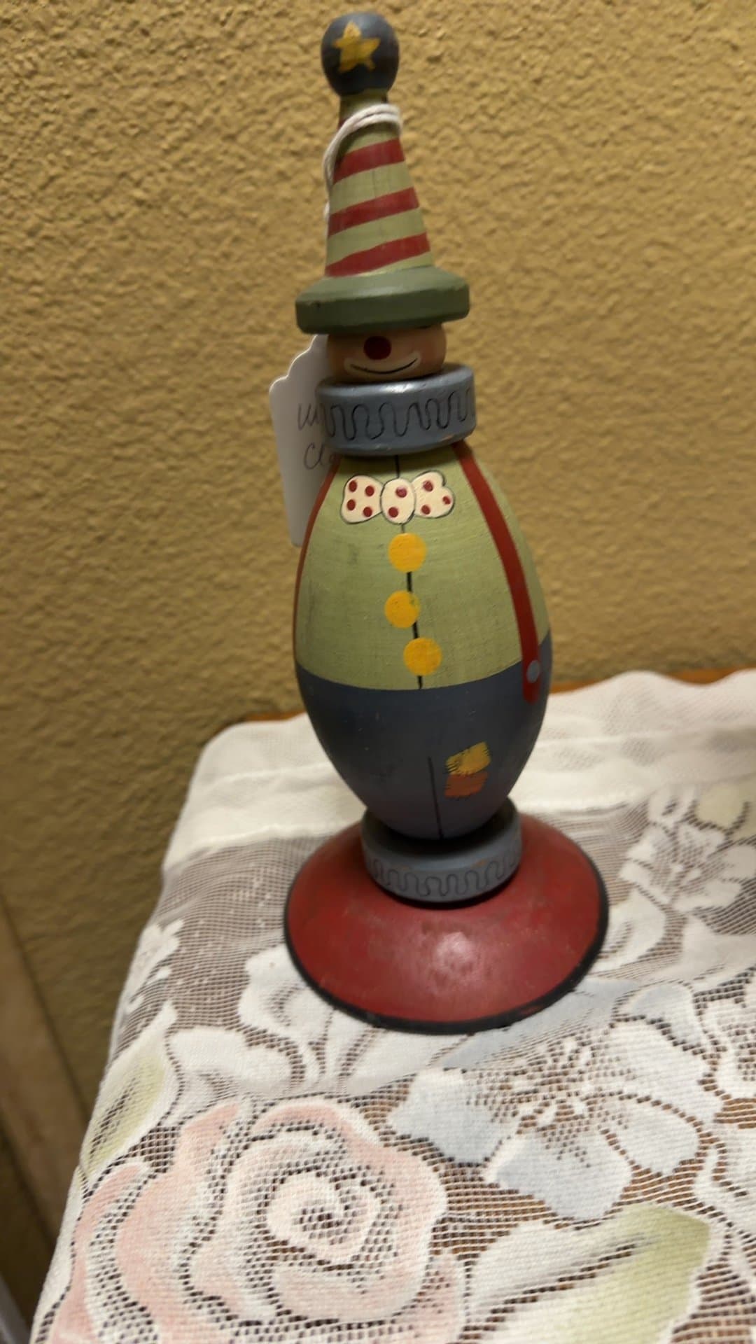 Hand-Painted Wooden Clown Figurine - Image 1