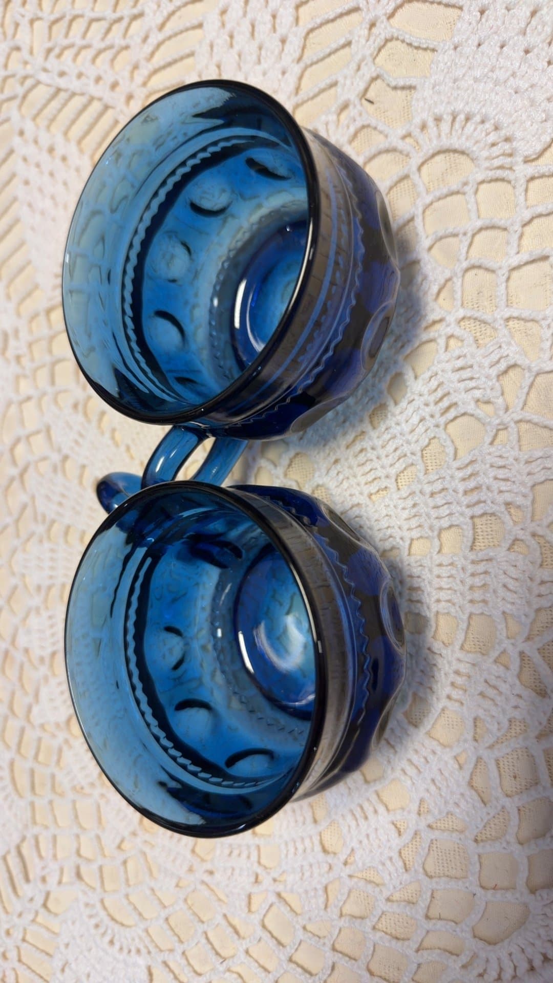 Vintage Cobalt Blue Pressed Glass Punch Cups Set of 2 - Image 1