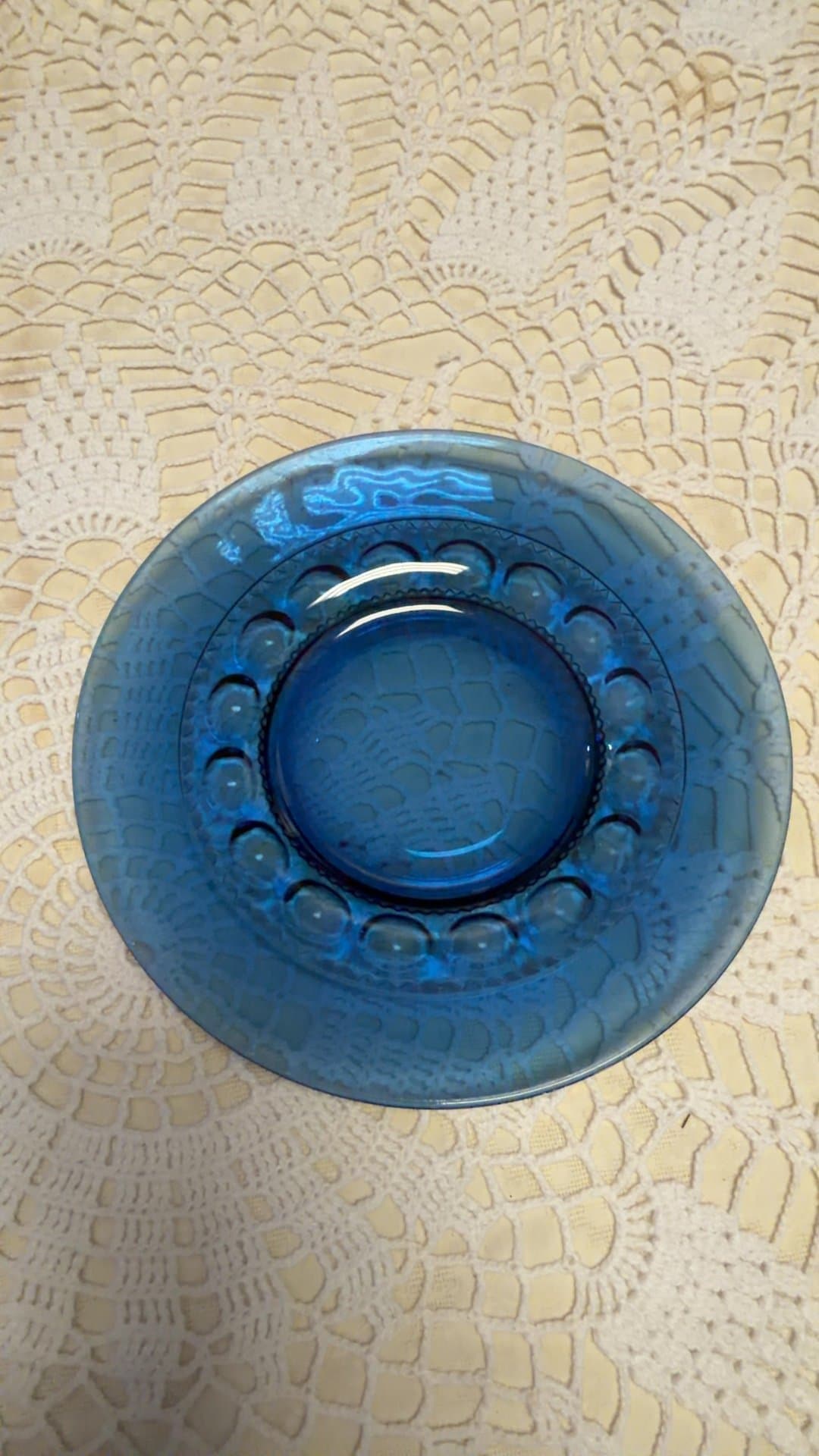 Vintage Cobalt Blue "King's Crown" Pattern Saucer Plate - Image 1