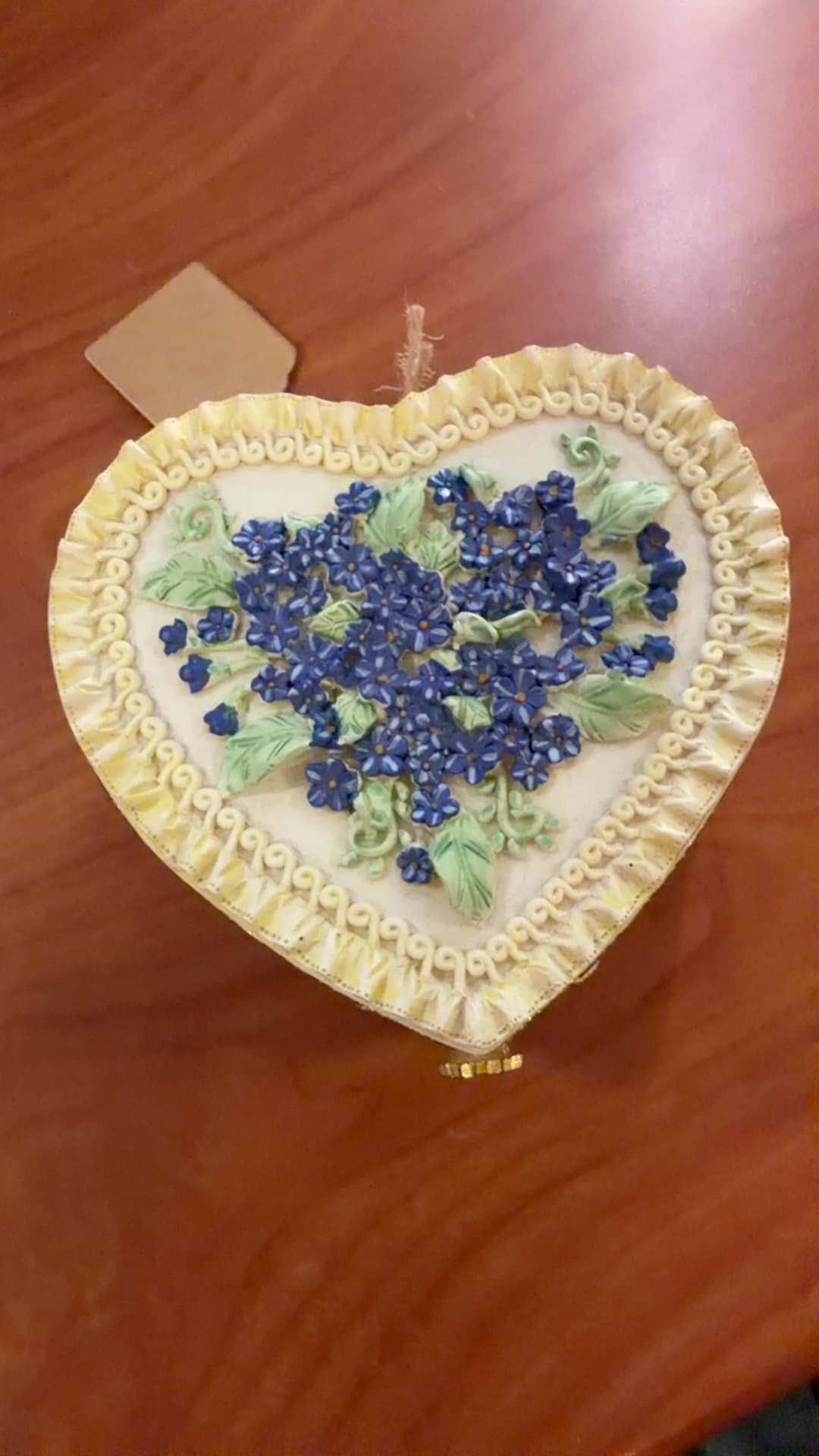 Heart-Shaped Handpainted Polyresin Trinket Box - Image 1