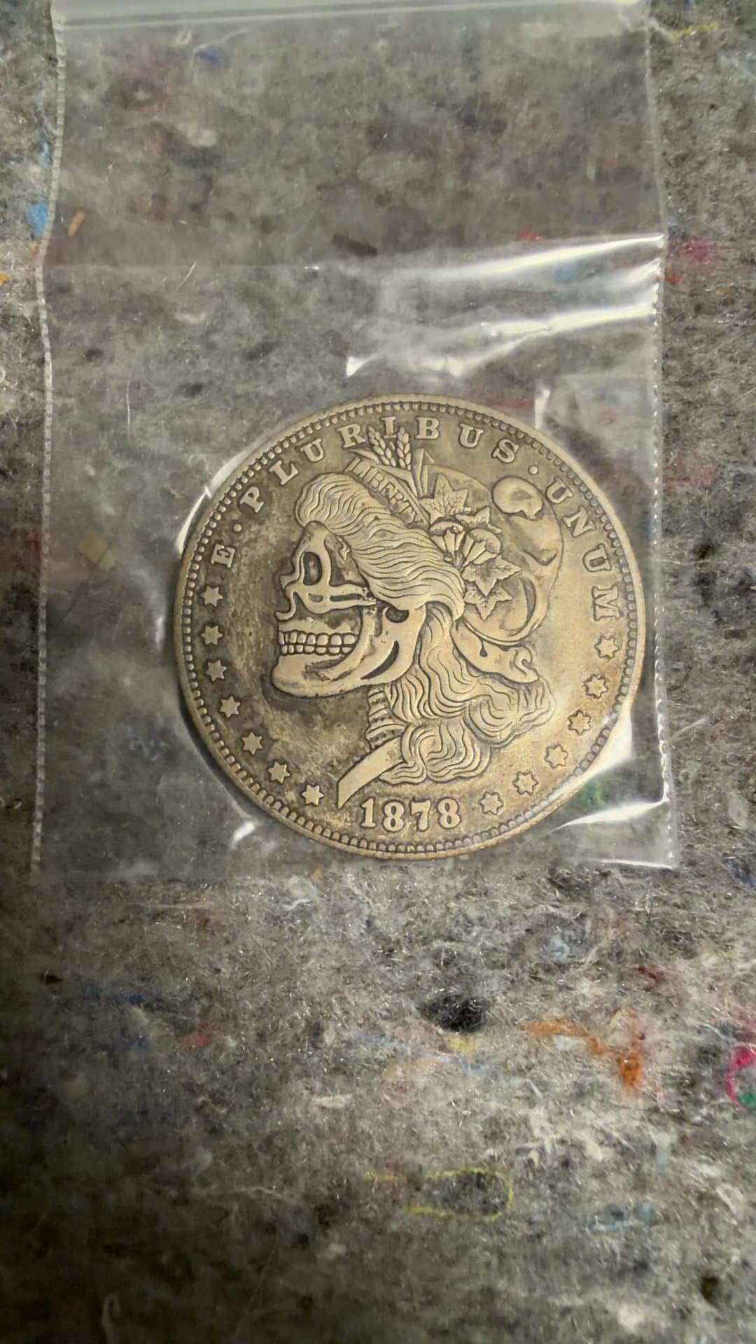 1878 Morgan Dollar Skull Design Coin - Image 1