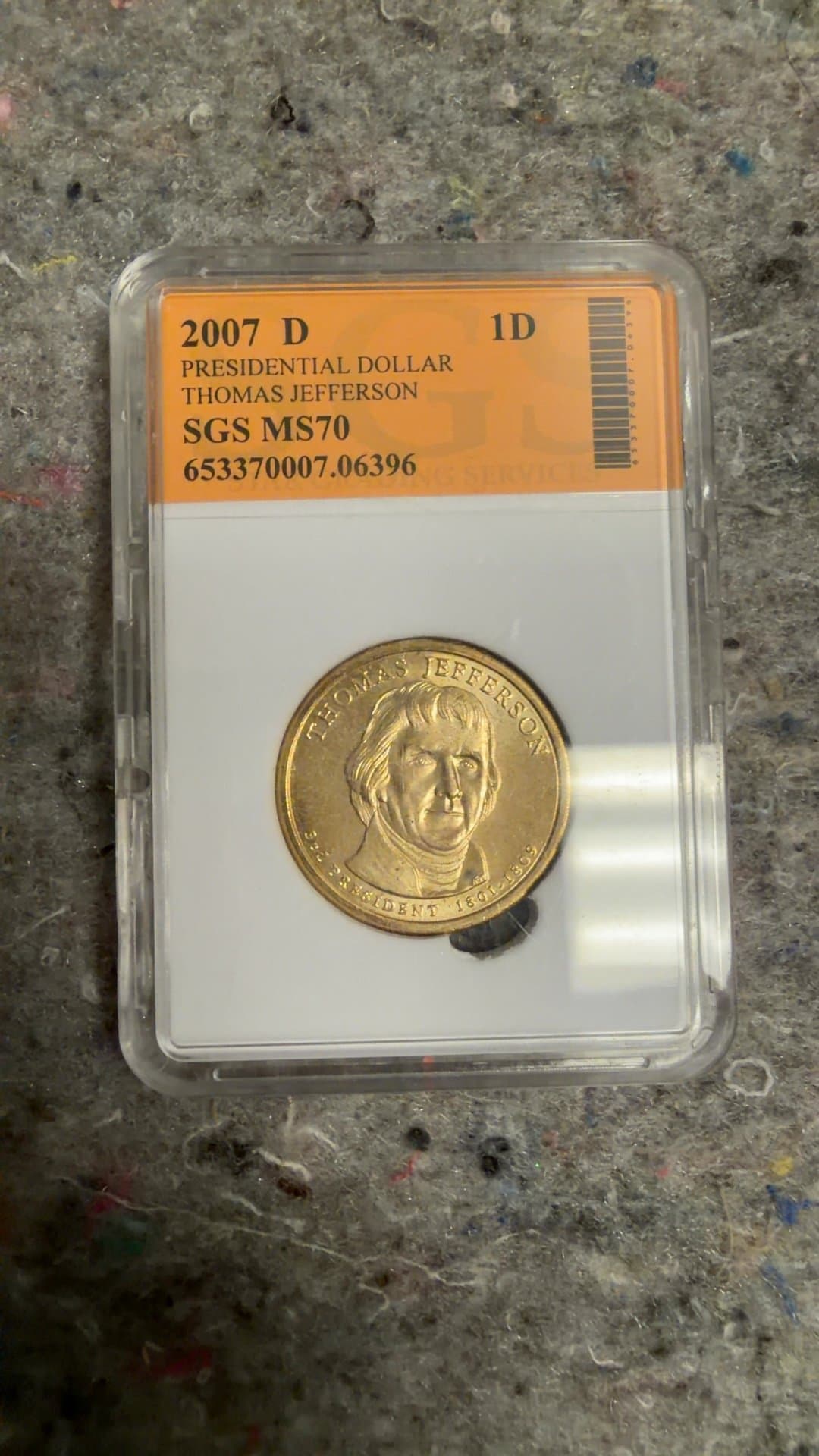 2007 D Thomas Jefferson Presidential Dollar Coin - Image 1