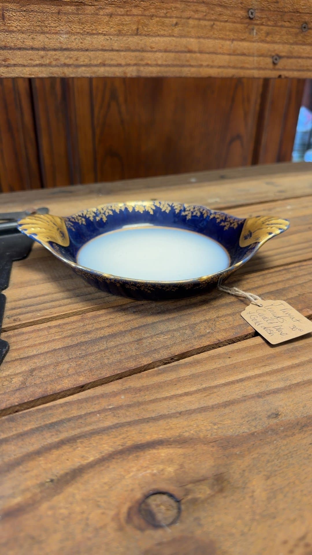 Limoges Cobalt Blue and Gold Ashtray - Image 1