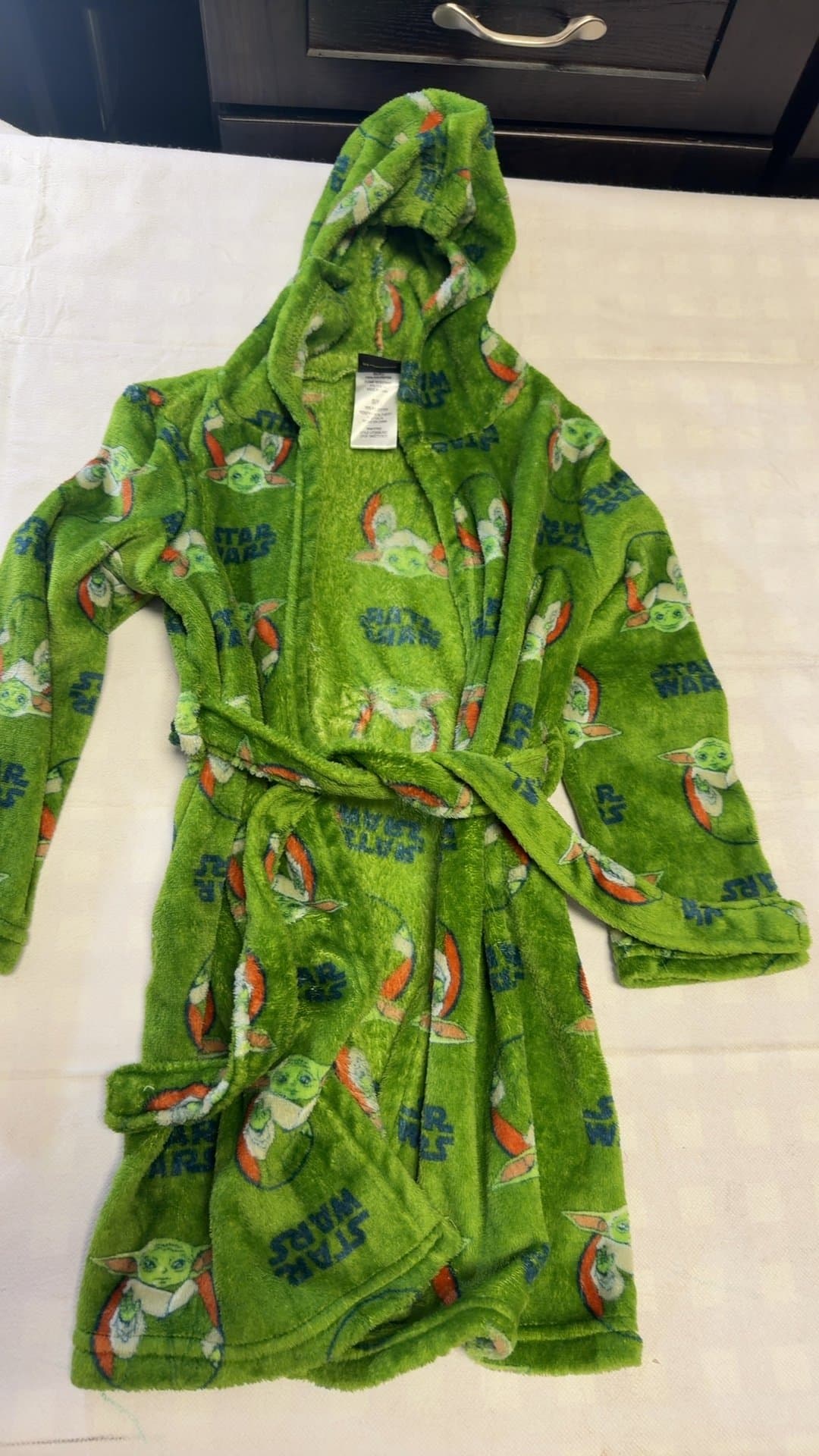 Star Wars Grogu Hooded Fleece Bathrobe, Size S (6) - Image 1