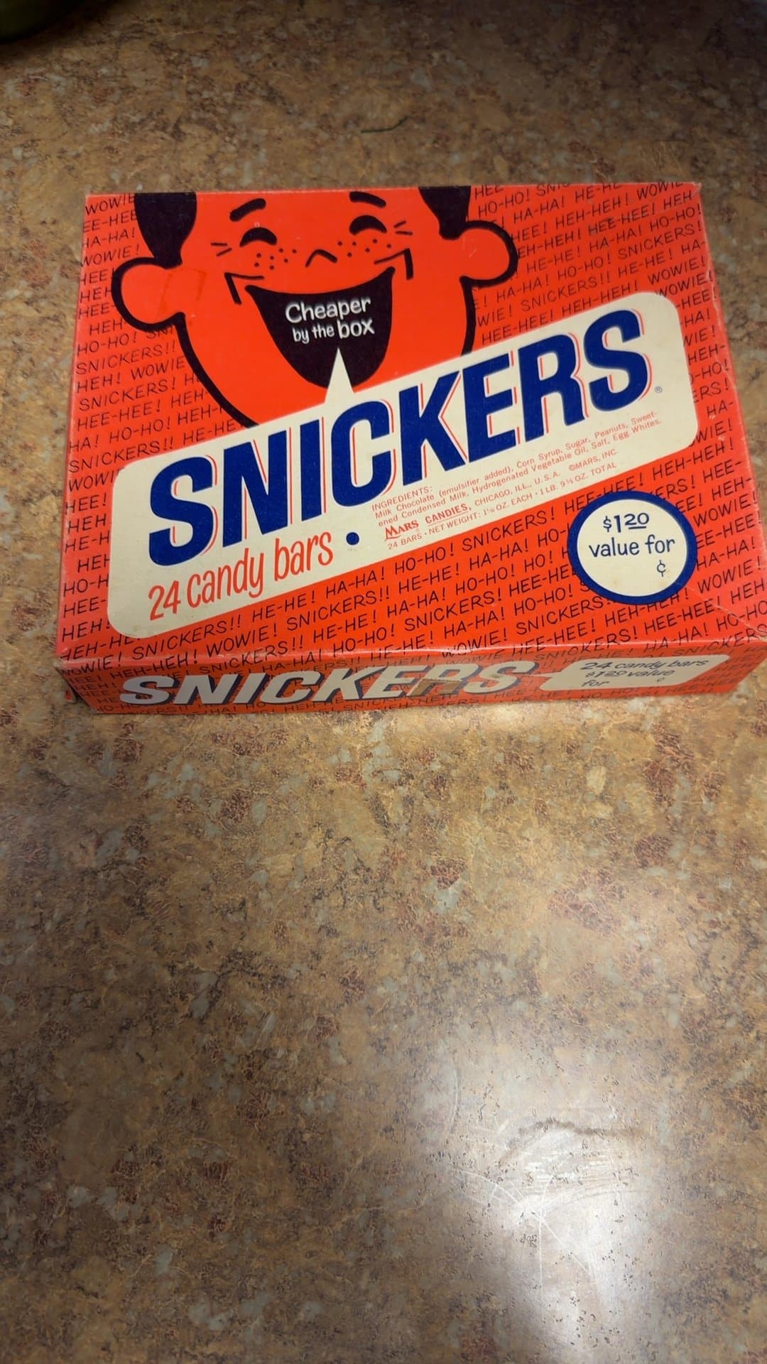 Vintage 1950-60's 24 count cardboard Snickers Candy DisplayBox - Image 1