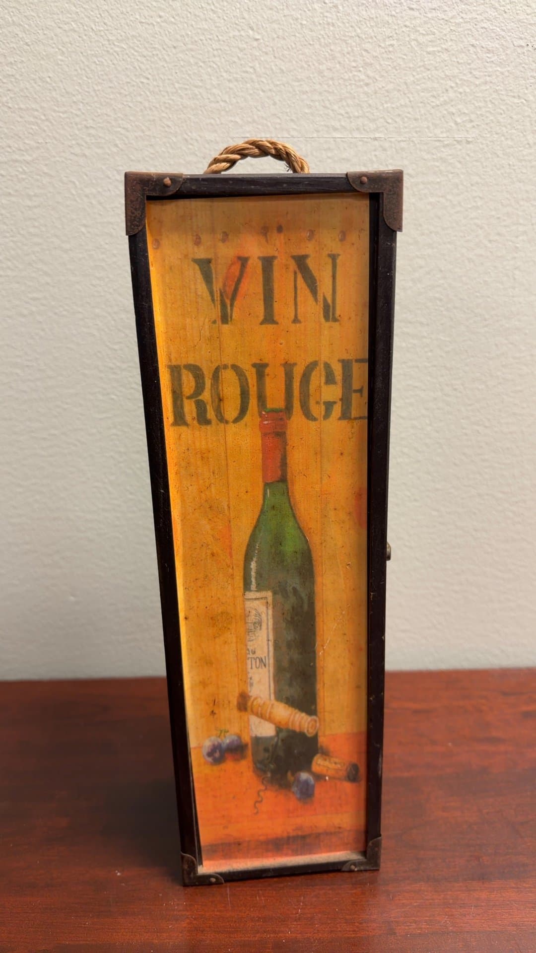 Vintage Wooden Wine Box with 'Vin Rouge' Design - Image 1