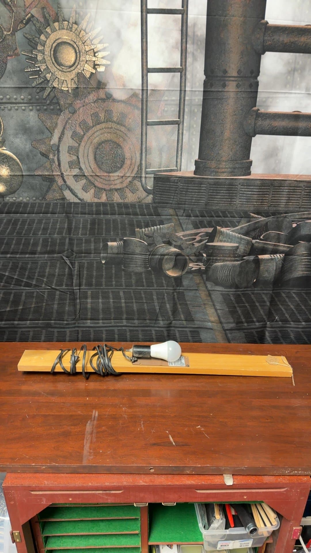 Wooden Light Fixture with Cord - Image 1