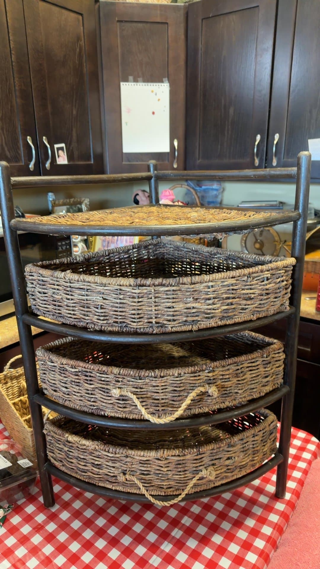 Corner Woven Basket Shelf Unit - Image 1