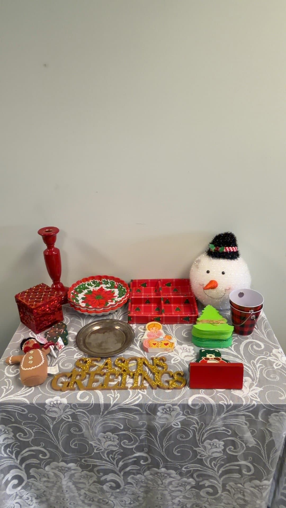 Assorted Christmas Holiday Table Decor Lot - Image 1