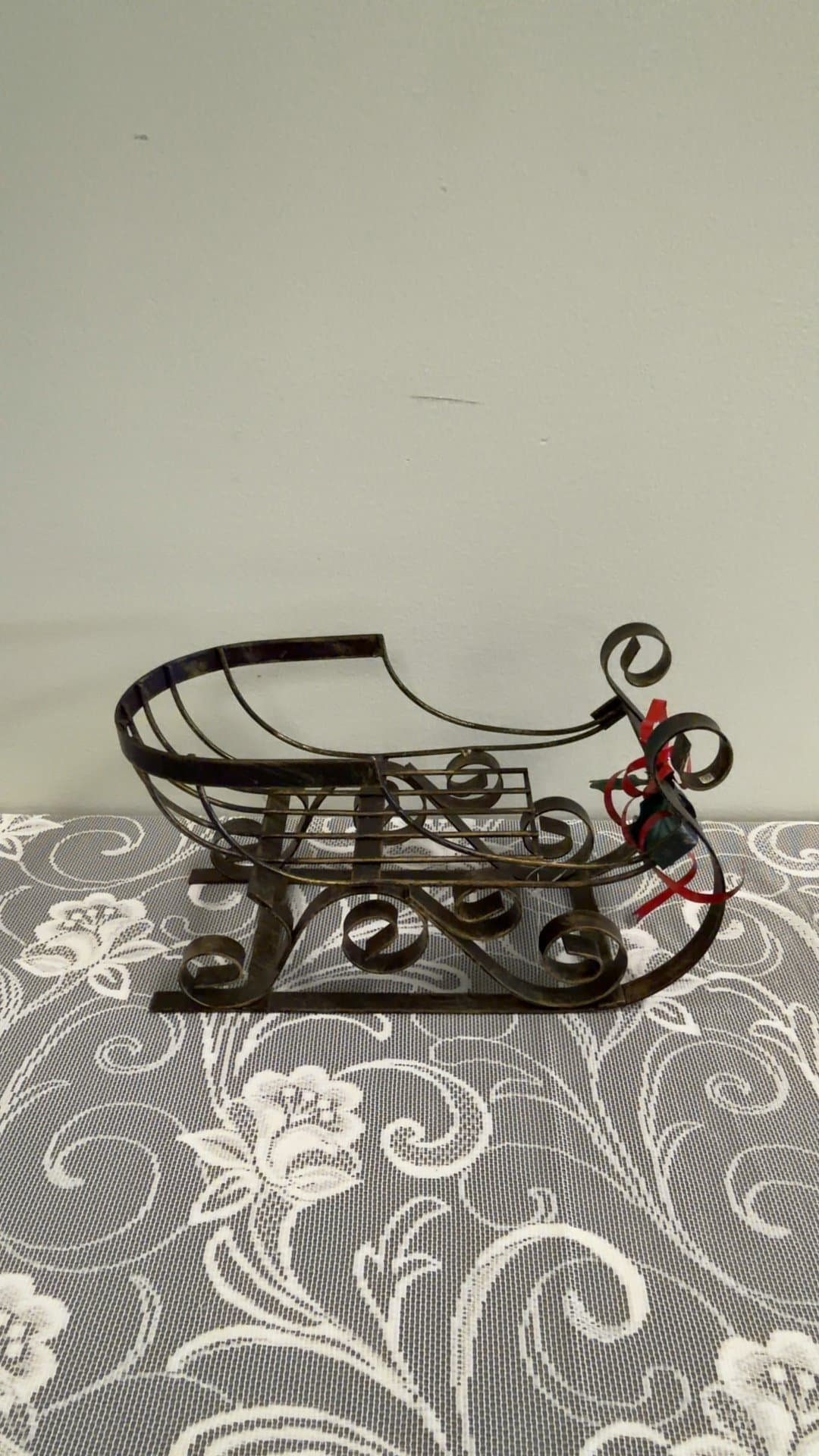 Decorative Metal Christmas Sleigh Centerpiece - Image 1