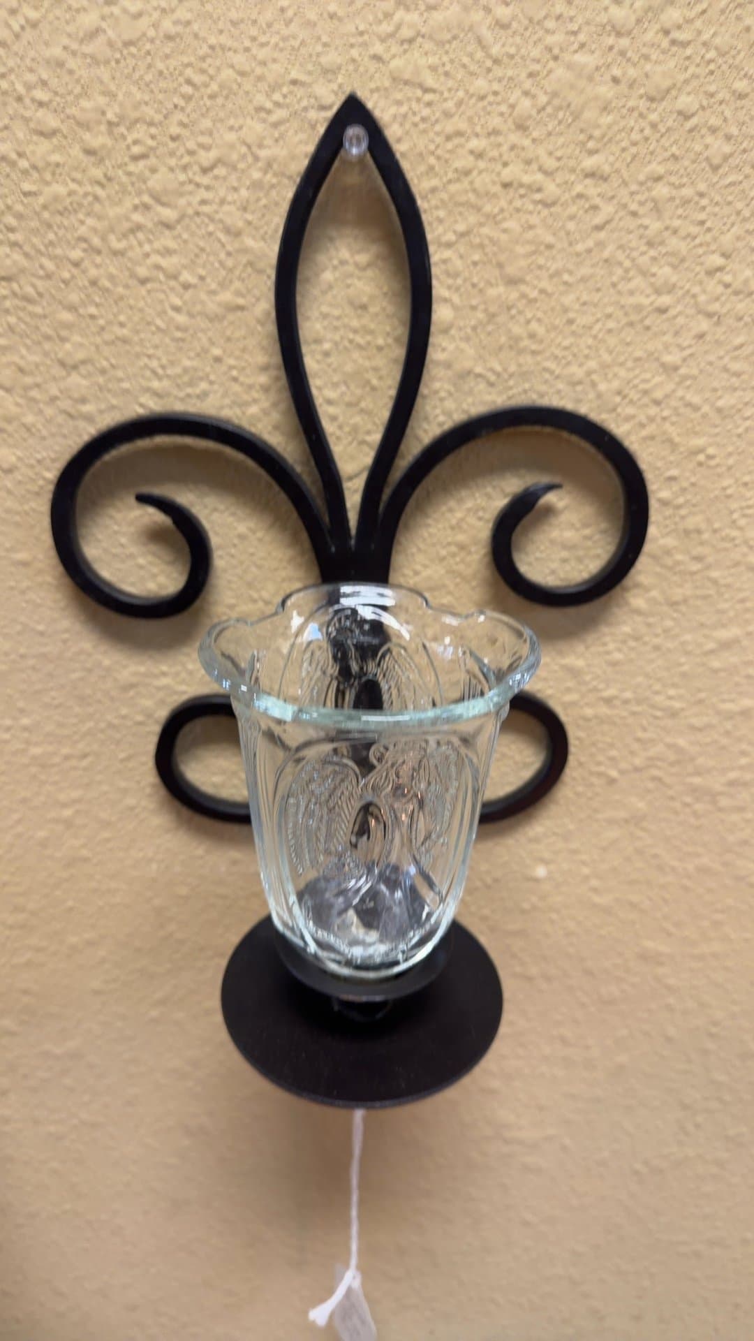 Fleur-de-Lis Wall Sconce with Glass Votive Holder - Image 1