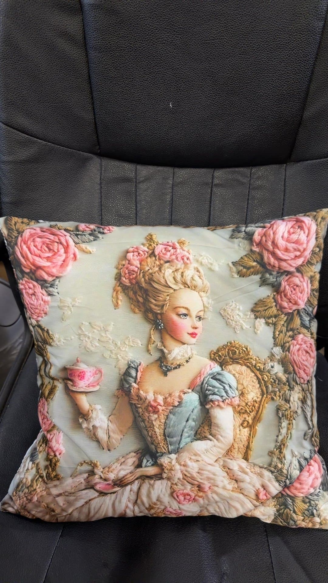 Vintage Decorative Cushion with Victorian Lady Design - Image 1
