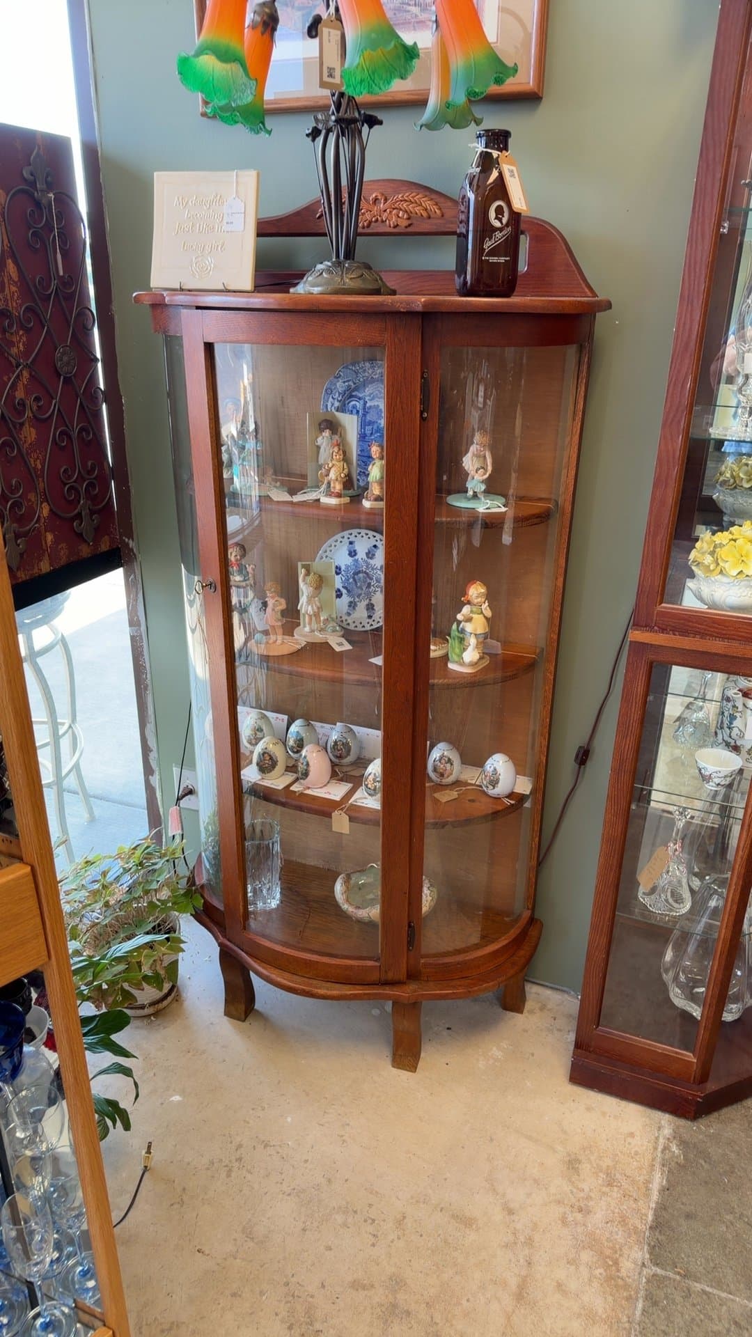 Vintage Curved Glass China Cabinet - Image 1