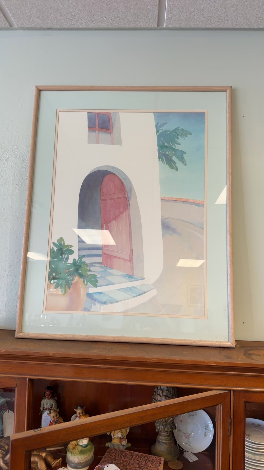 Framed Watercolor Painting of a Doorway - Image 1