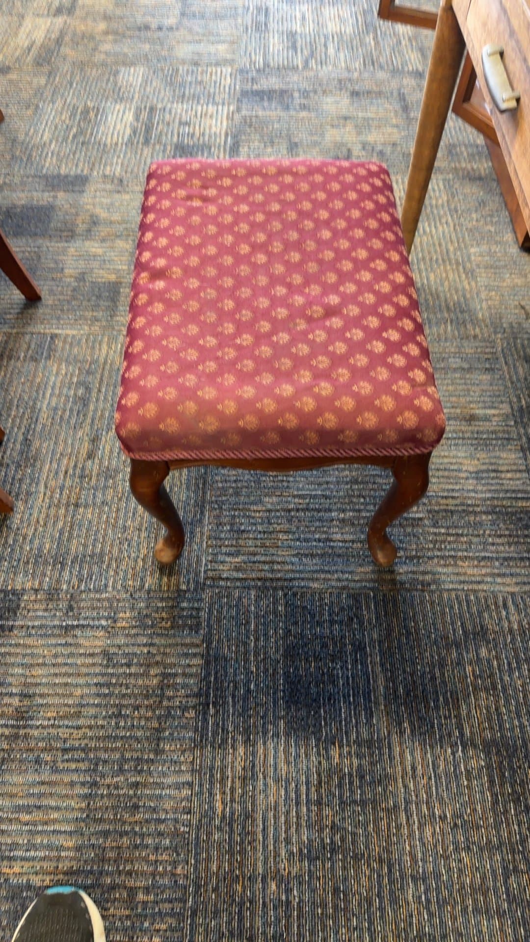 Vintage Upholstered Footstool - Image 1