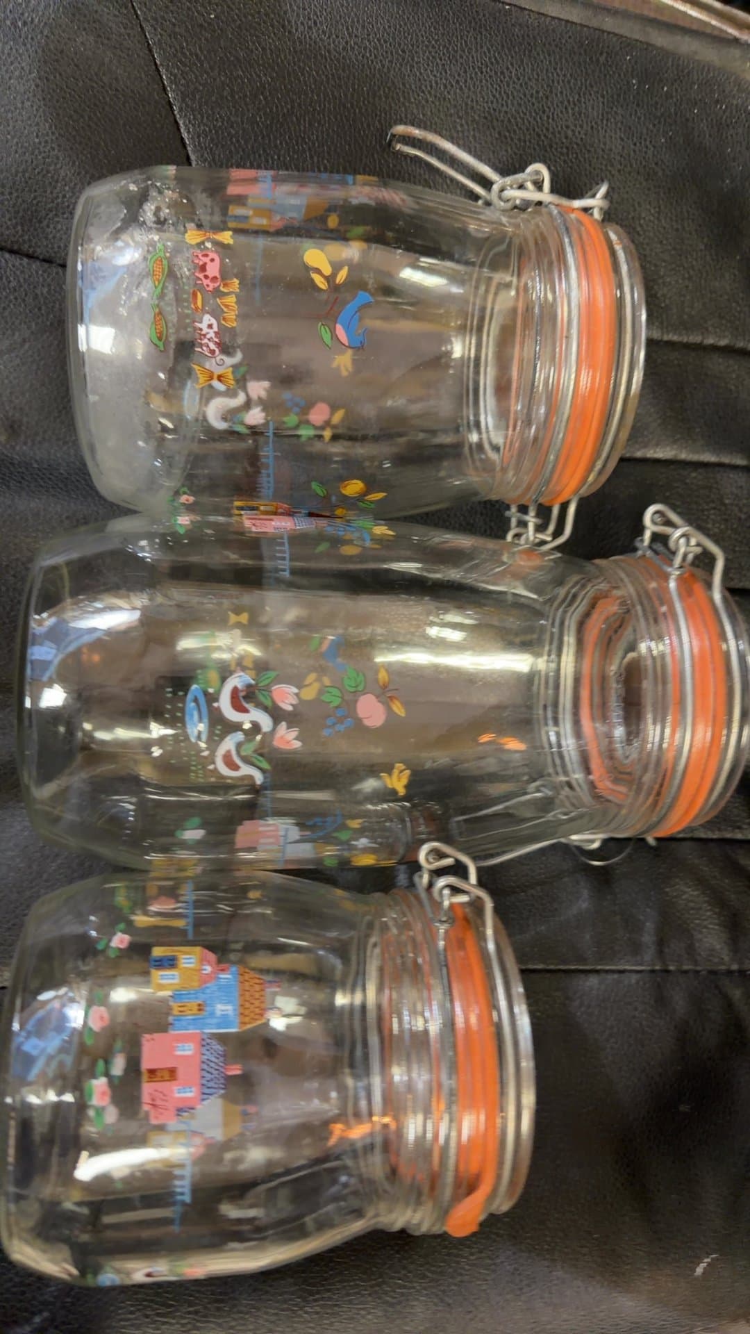 Decorative Glass Storage Jars with Clamp Lids - Image 1