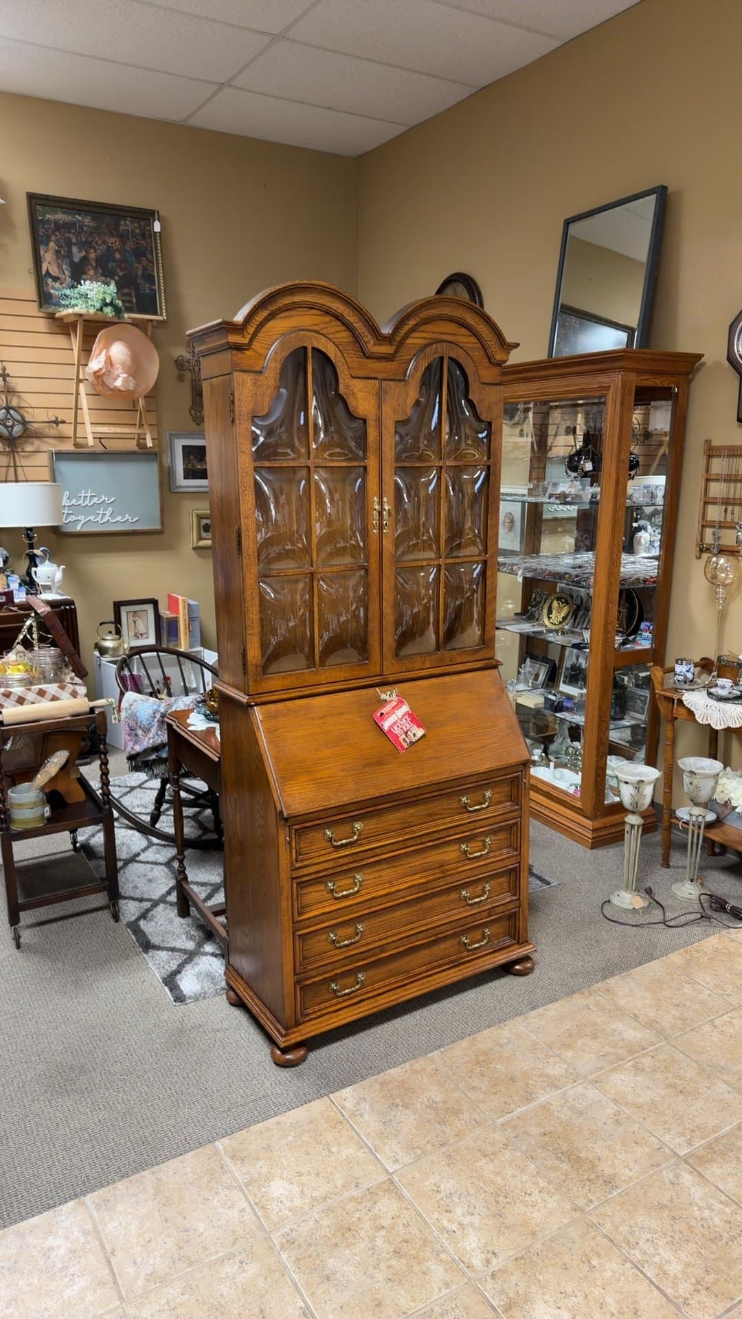 Vintage Jasper Secretary Desk with Hutch - Image 1