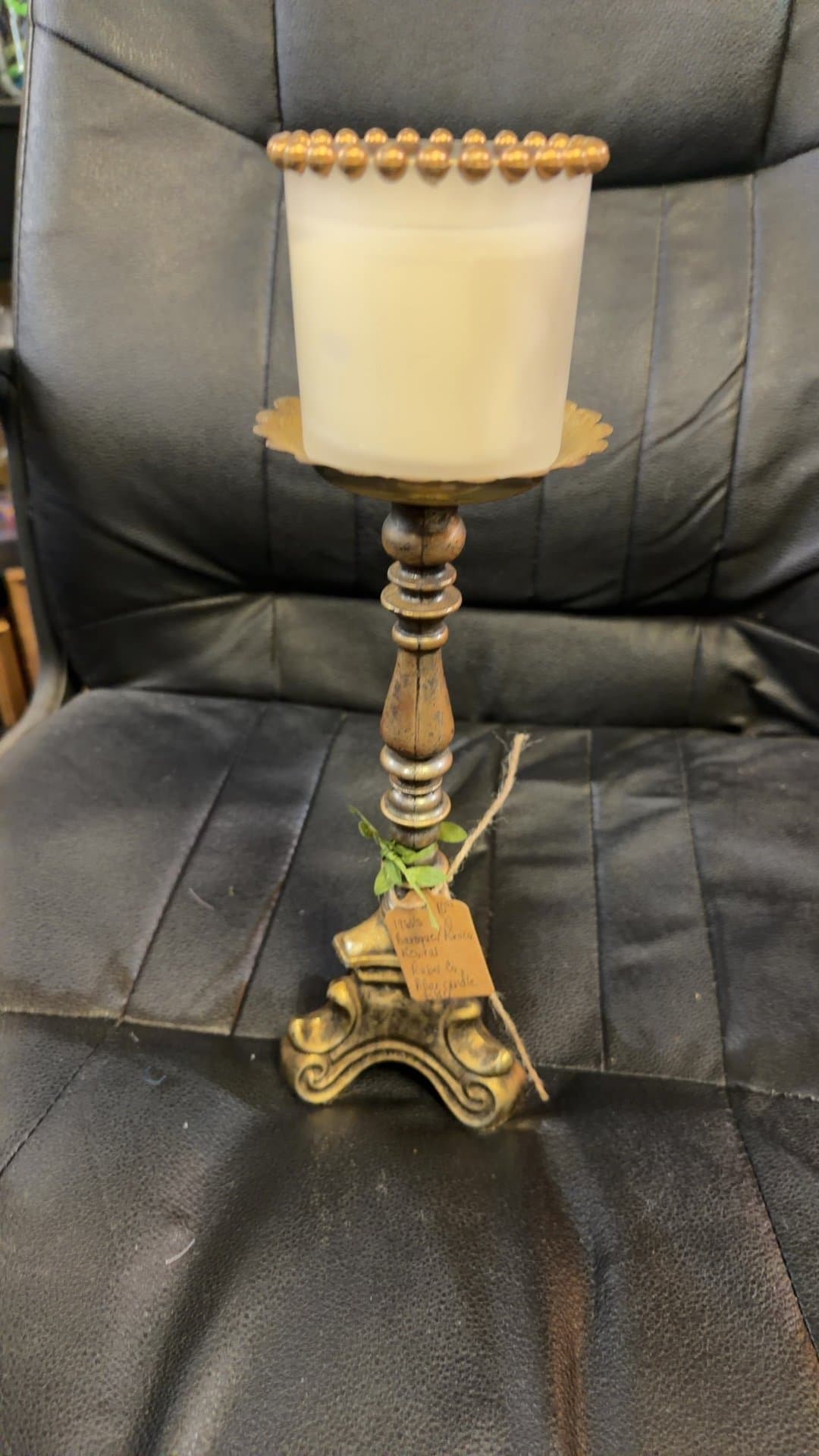 1960s Baroque/Rococo Revival Pillar Candle Holder - Image 1