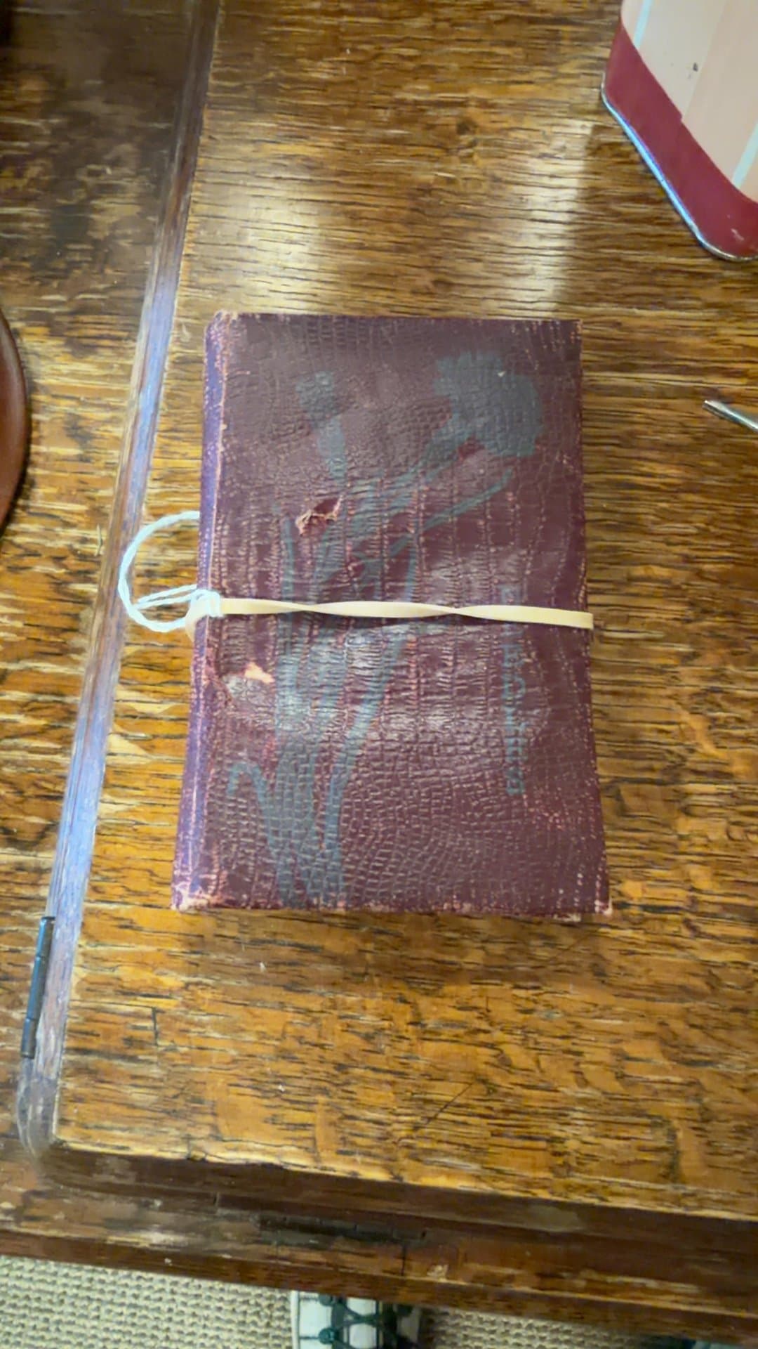 Antique Red Leather Address Book - Image 1
