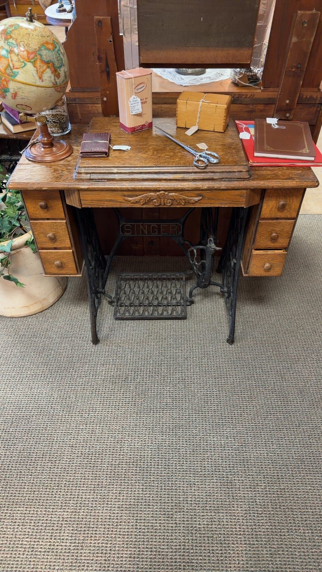 Antique Singer Treadle Sewing Machine Table - Image 1