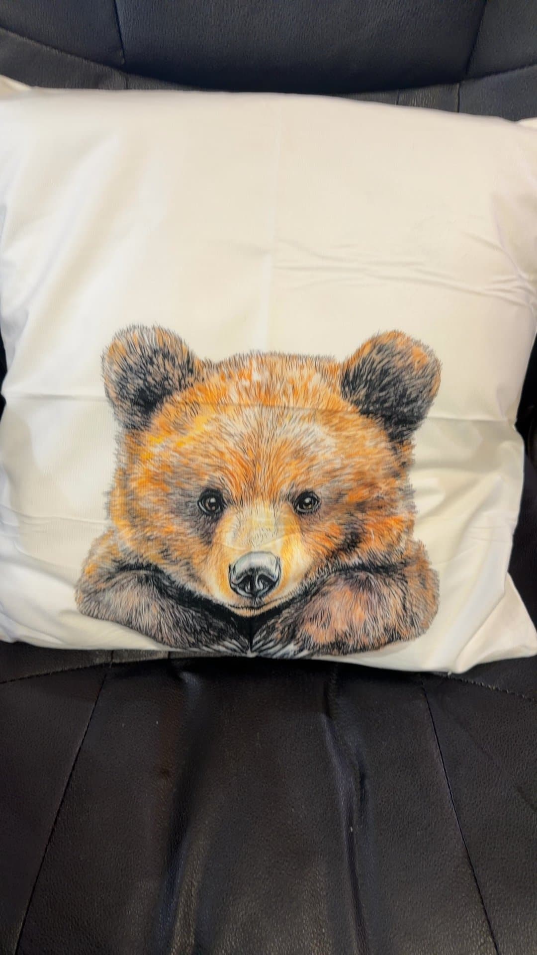 Bear Illustration Throw Pillow - Image 1