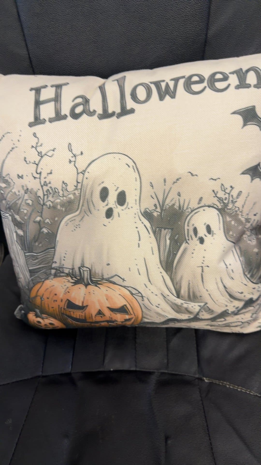 Halloween Ghosts and Jack-o'-Lantern Decorative Throw Pillow - Image 1