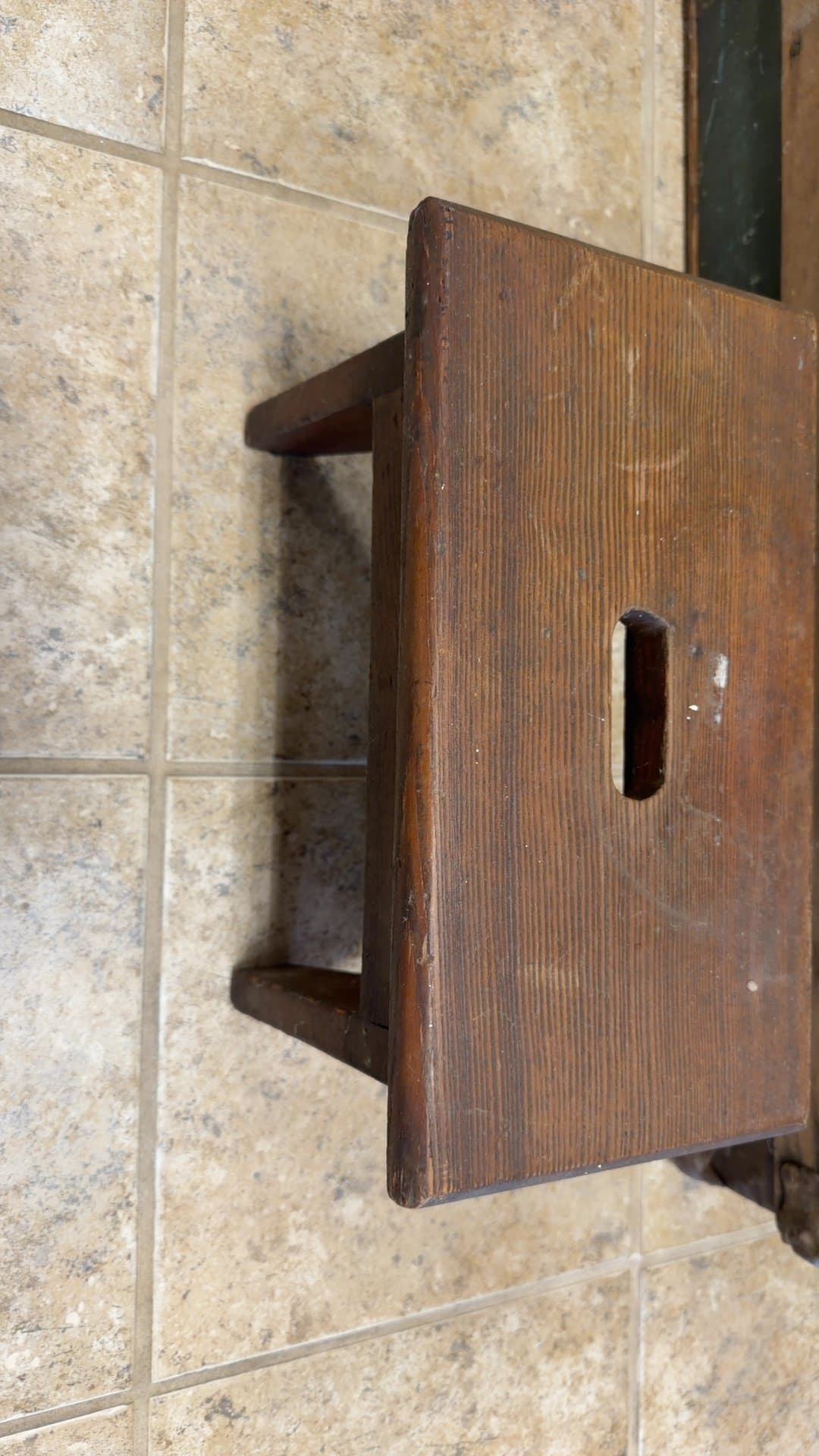 Vintage Handmade Wooden Step Stool - Image 1