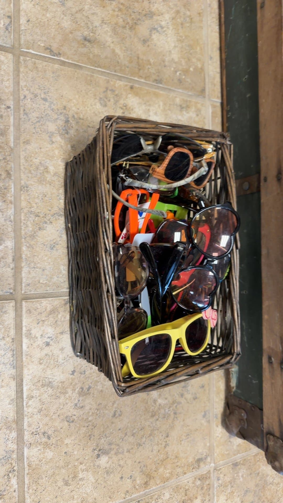 Assorted Sunglasses Lot in Wicker Basket - Image 1